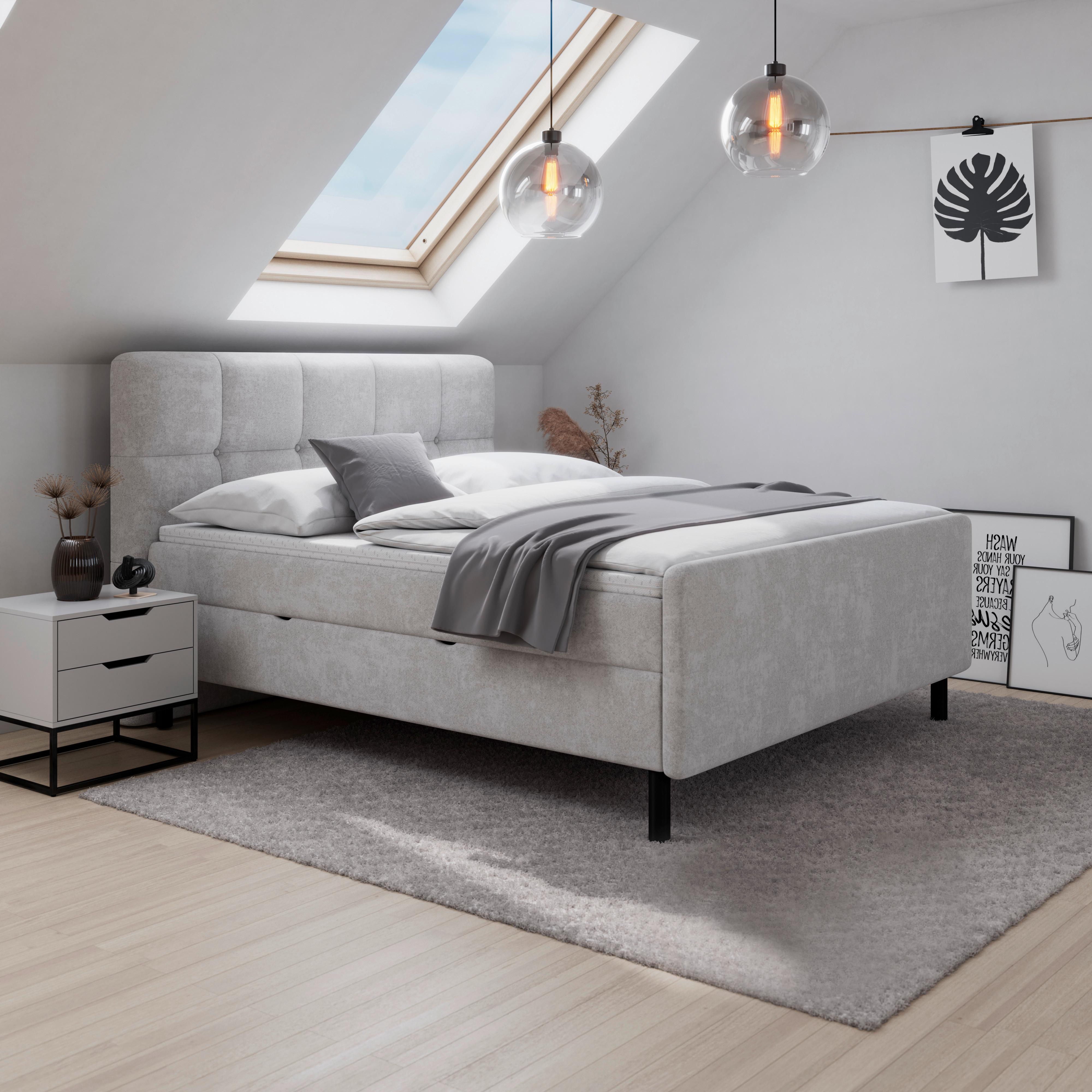 wohnli-moebel-suche-000298016302 Wohnli Möbelsuche - Boxbett Marbella Hellgrau ca. 180x200 cm mit Topper