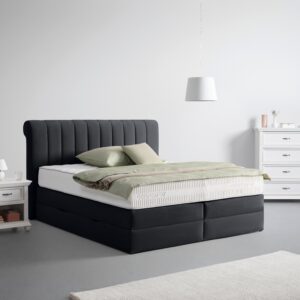 Boxspringbett Belano Schwarz ca. 160x200cm Holz, Textil, Holzwerkstoff Premium Living Möbel > Betten > Boxspringbetten Schwarz
