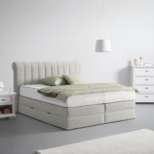 wohnli-moebel-suche-000298022118-1 Boxspringbett Belano Hellgrau ca. 200x200cm Holz, Textil, Holzwerkstoff Premium Living Möbel > Betten > Boxspringbetten Grau