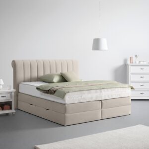 Boxspringbett Belano Beige ca. 160x200cm Holz, Textil, Holzwerkstoff Premium Living Möbel > Betten > Boxspringbetten Beige