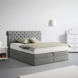 Boxspringbett Belano Dunkelgrau ca. 200x200cm Holz, Textil, Holzwerkstoff Premium Living Möbel > Betten > Boxspringbetten Grau