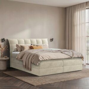 Boxspringbett Aureno Beige ca. 140x200cm H2/H3 Holz, Textil, Holzwerkstoff Premium Living Möbel > Betten > Boxspringbetten Beige