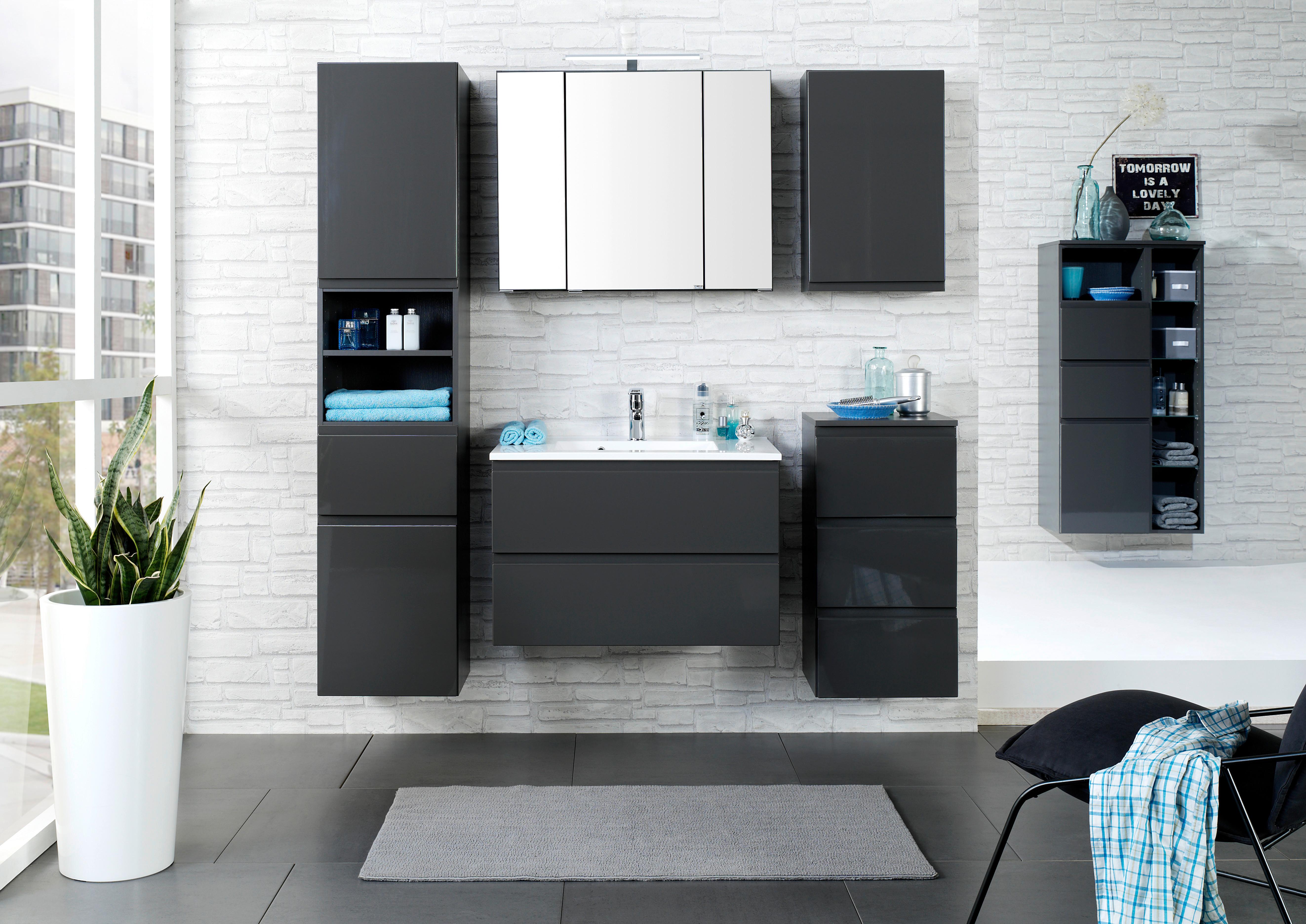 Wohnli Möbelsuche - Badezimmer Cardiffin ca. 100 cm Grau mit LED