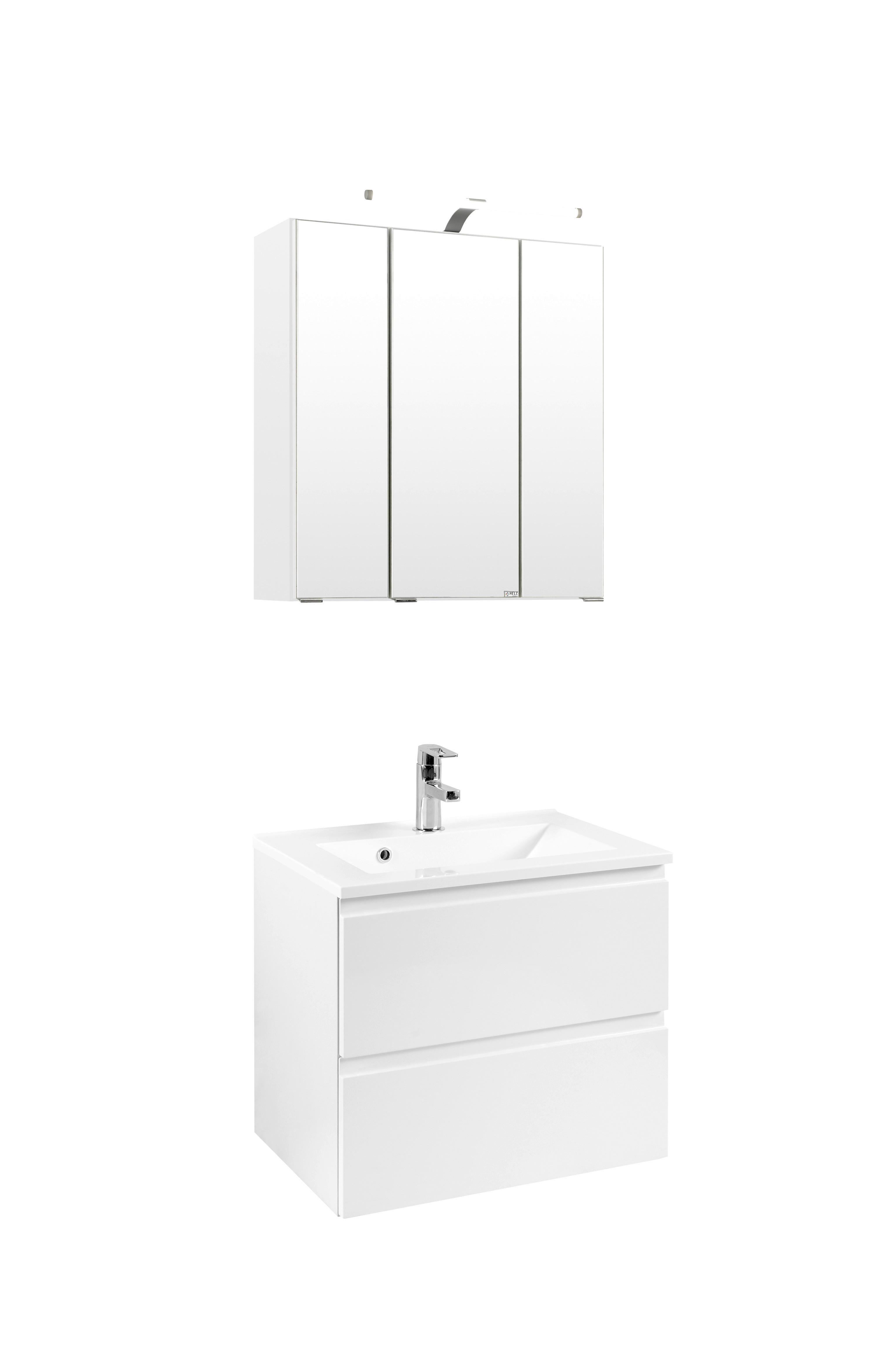 Badezimmer Cardiff ca. 60 cm Weiß mit LED Holzwerkstoff Held Möbel > Schränke > Badezimmerschränke Weiß