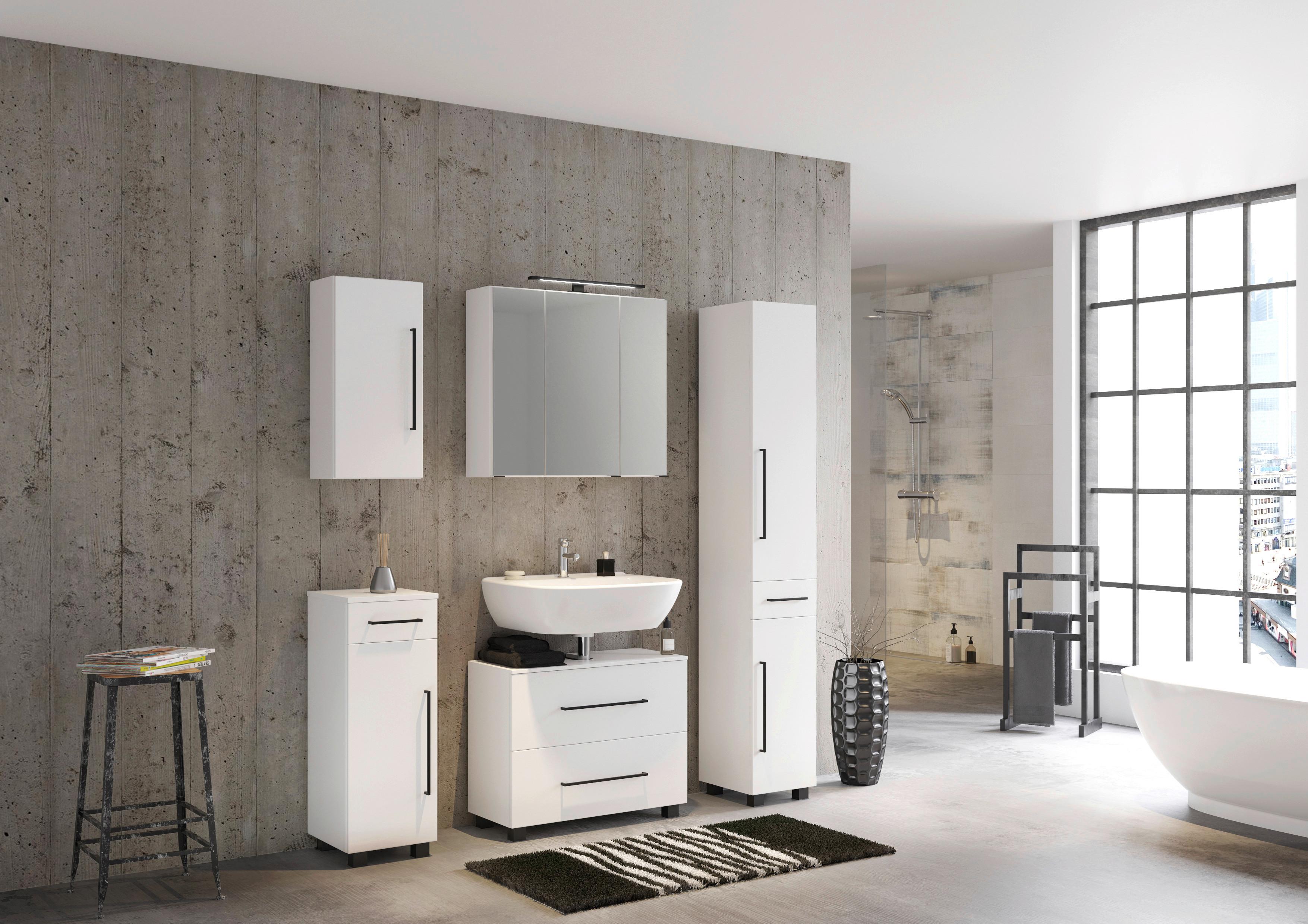 Seitenschrank in Weiss 'Luzern' Holzwerkstoff Held Möbel > Schränke > Badezimmerschränke > Hochschrank Weiß