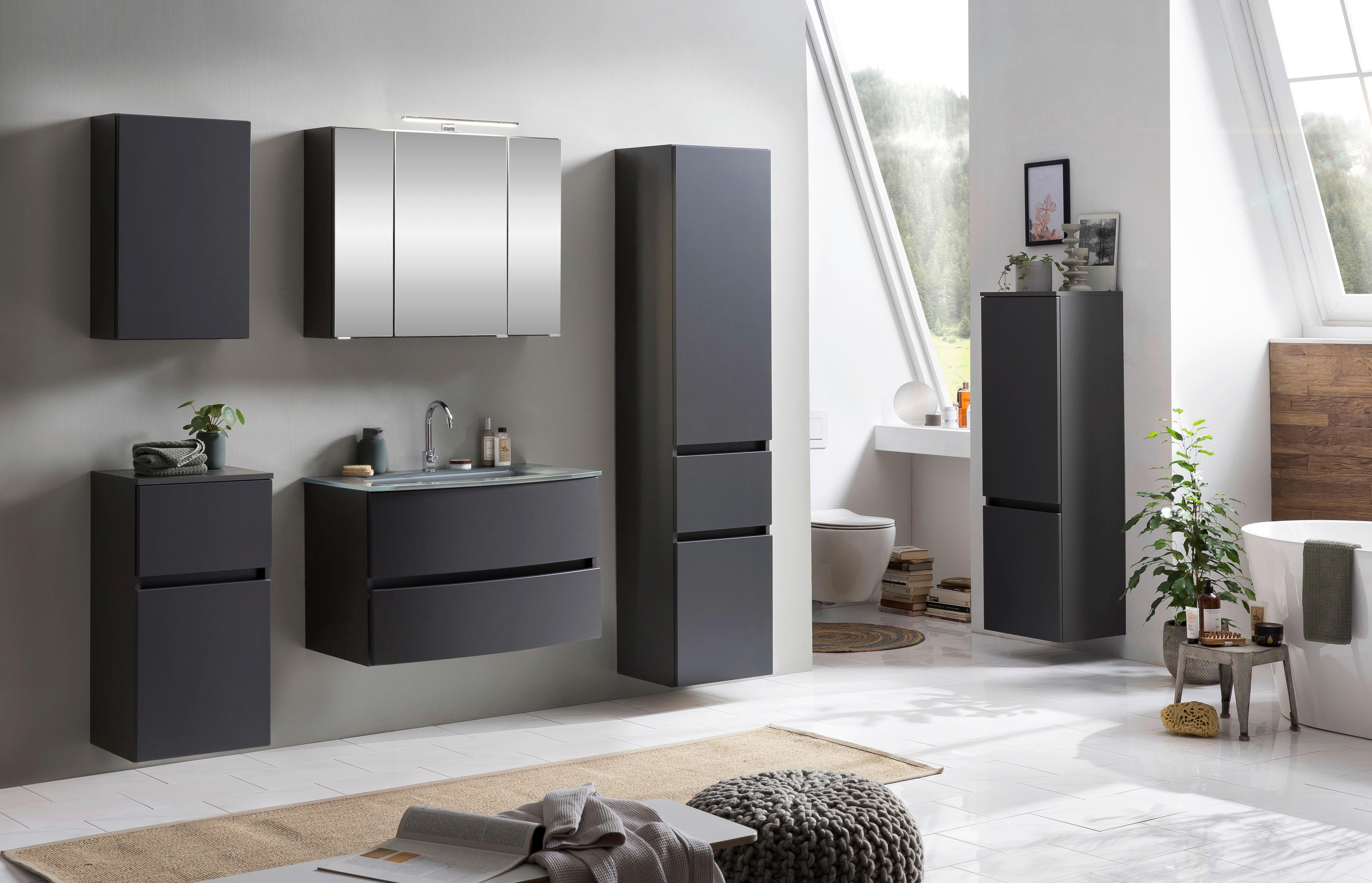 Hochschrank Kopenhagen B: 40 cm Graphitfarben Holzwerkstoff Held Möbel > Schränke > Badezimmerschränke > Hochschrank Grau