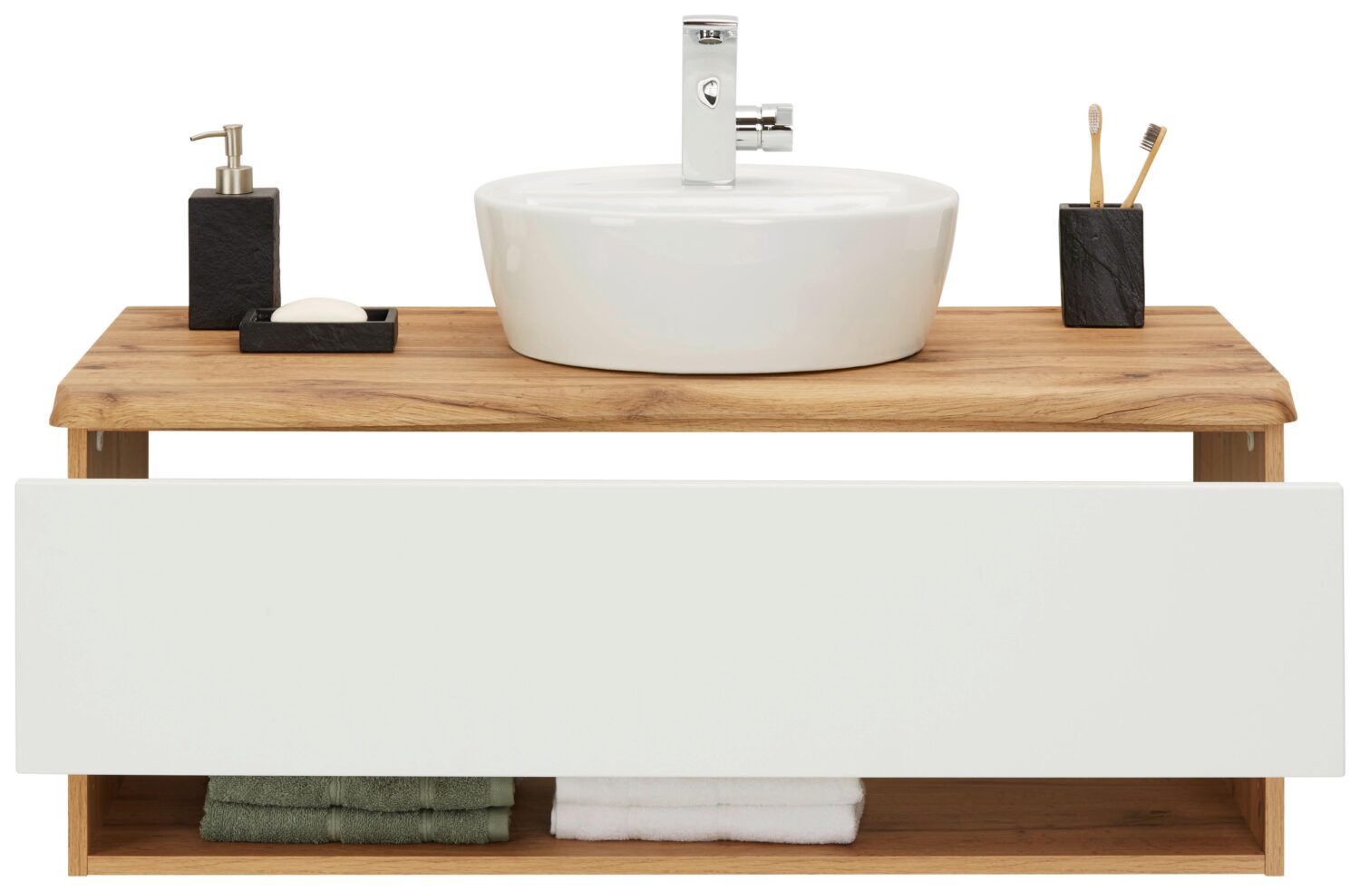 Waschtischkombi in Eiche/Weiß Holzwerkstoff Premium Living Möbel > Schränke > Badezimmerschränke > Waschtische Weiß