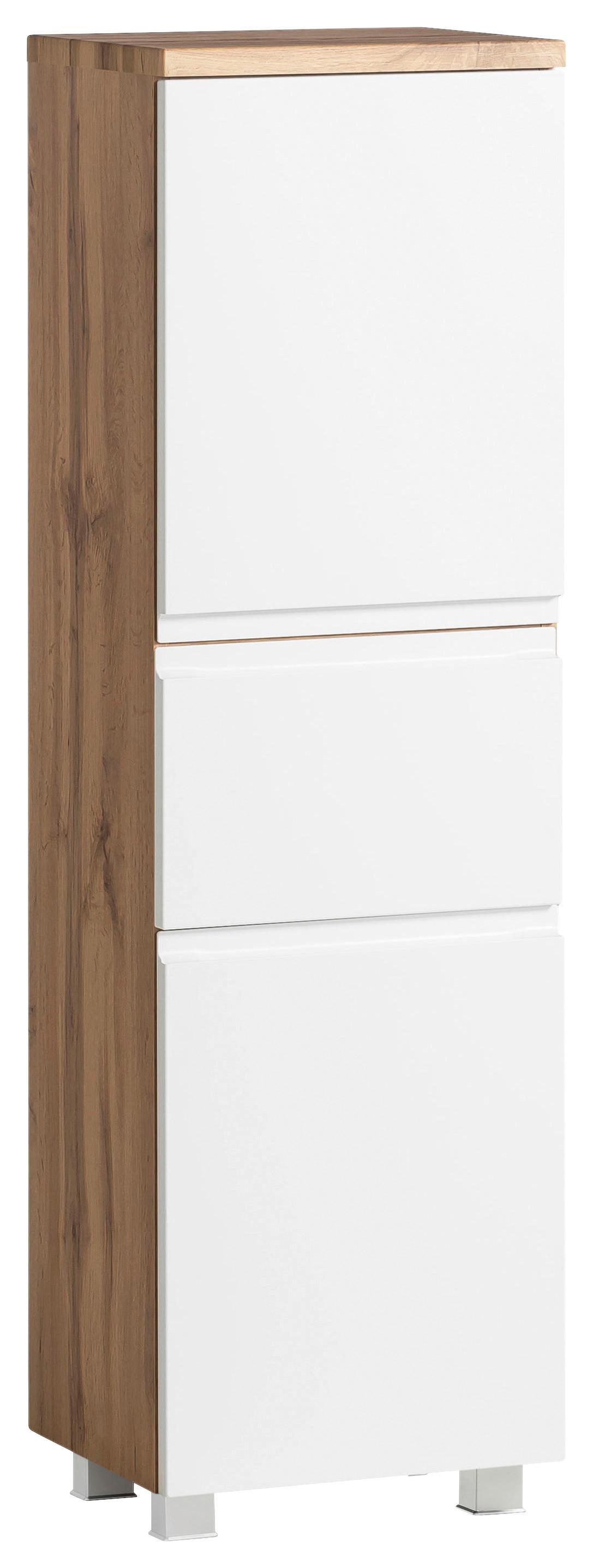 Wohnli Möbelsuche - Midischrank Varese ca. 40x130 cm Weiß/Eiche