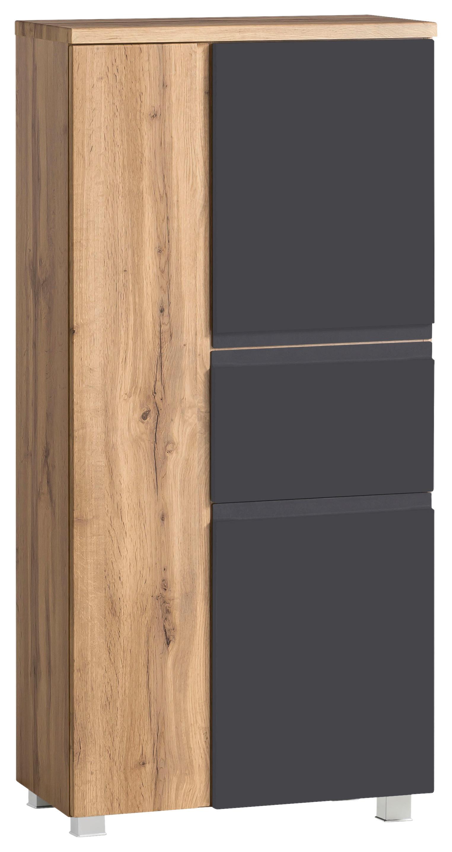 Wohnli Möbelsuche - Midischrank Varese ca. 65x130 cm Grau/Eiche