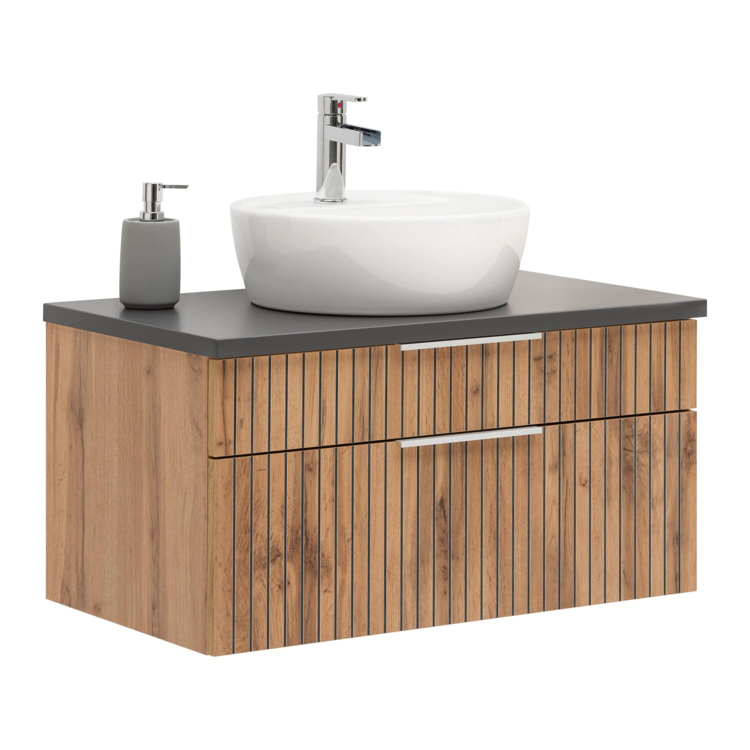 Wohnli Möbelsuche - Waschtischkombi Jakarta Wotan Eiche/Schwarz