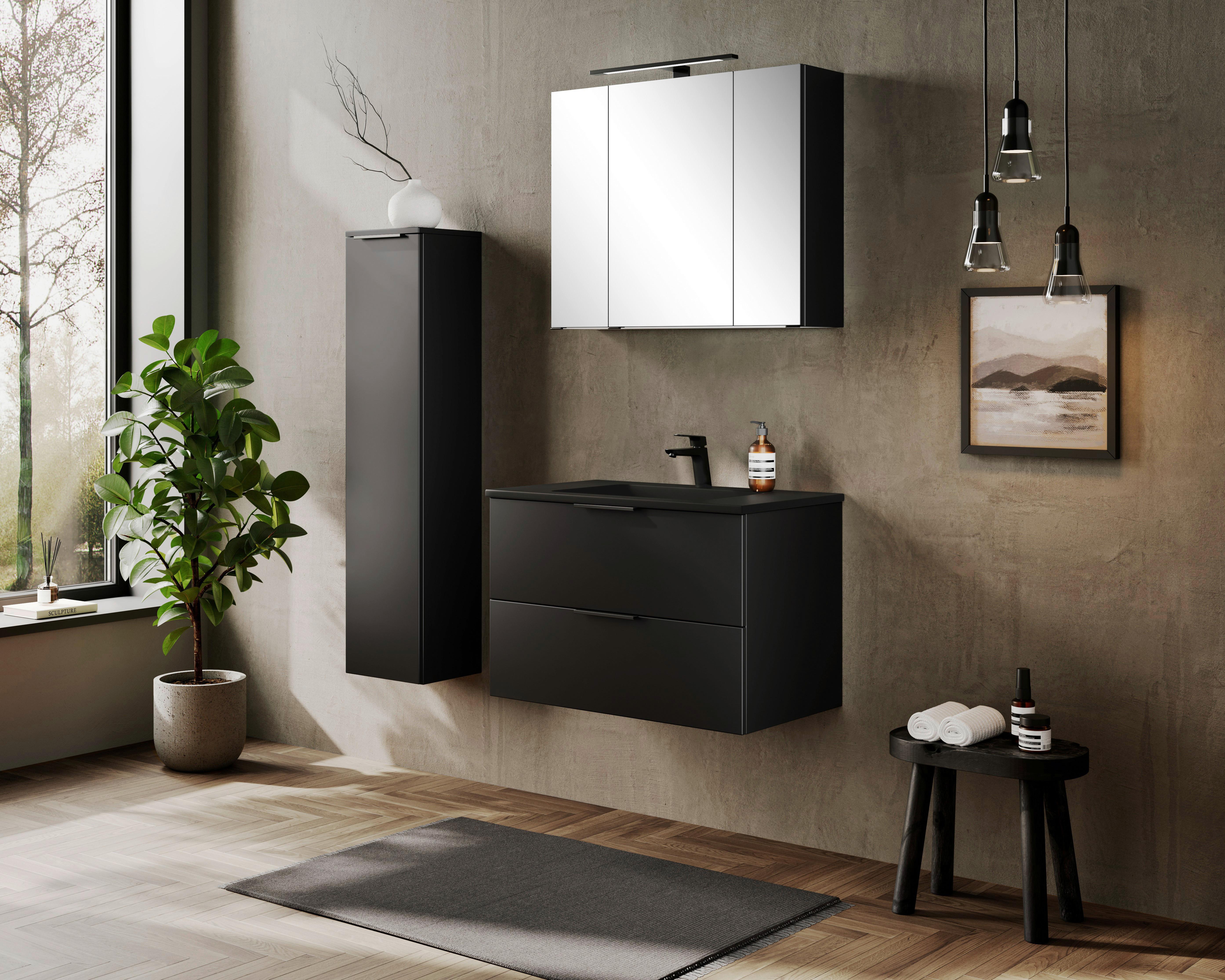 wohnli-moebel-suche-000307020602-1 Spiegelschrank Sevilla ca. 80x64 cm Schwarz Holzwerkstoff Held Spiegel Schwarz