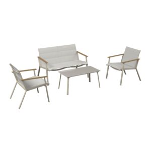 Gartenset Bianco Beige/Teakfarben 4-teilig Metall, Kunststoff, Glas, Textil Mömax Garten & Outdoor > Gartenmöbel > Gartenmöbel-Sets Beige