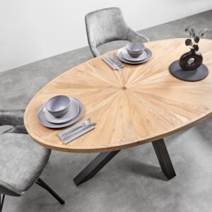 wohnli-moebel-suche-000377008301-1 Esstisch Orbit Akazienfarben Oval ca. 180x100x76cm Holz, Metall Zandiara Möbel > Tische > Esstische > Esstische Holz Braun