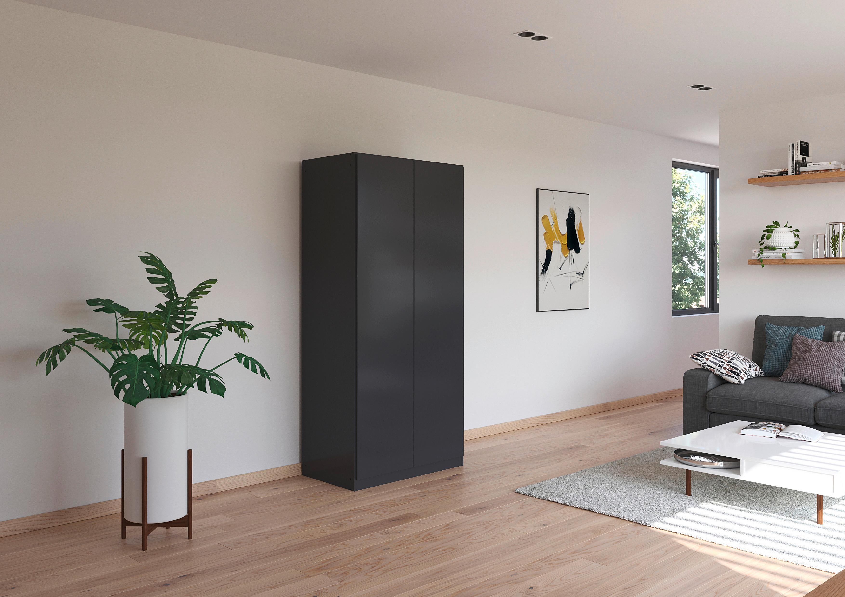Drehtürenschrank COSTA ca.91x197x54cm Grau Metallic Holzwerkstoff Rauch Möbel Möbel > Schränke > Kleiderschränke > Drehtürenschränke Grau