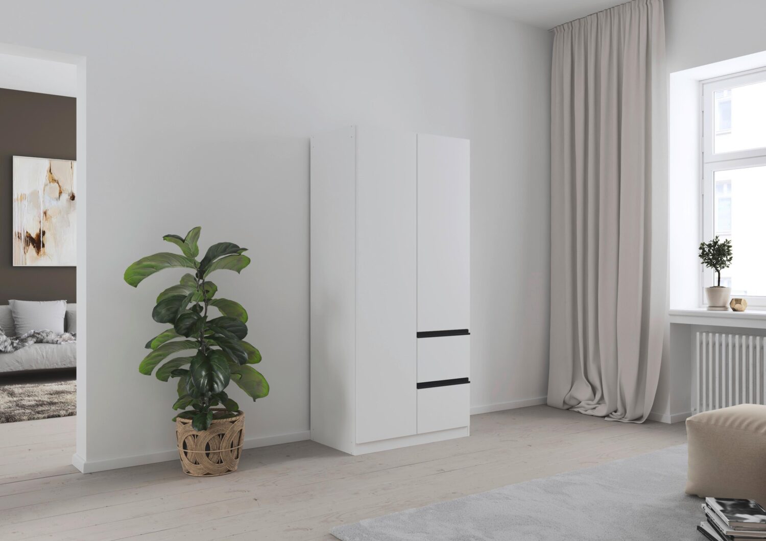 Drehtürenschrank COSTA ca.91x197x54cm Grau Metallic Holzwerkstoff Rauch Möbel Möbel > Schränke > Kleiderschränke > Drehtürenschränke Weiß