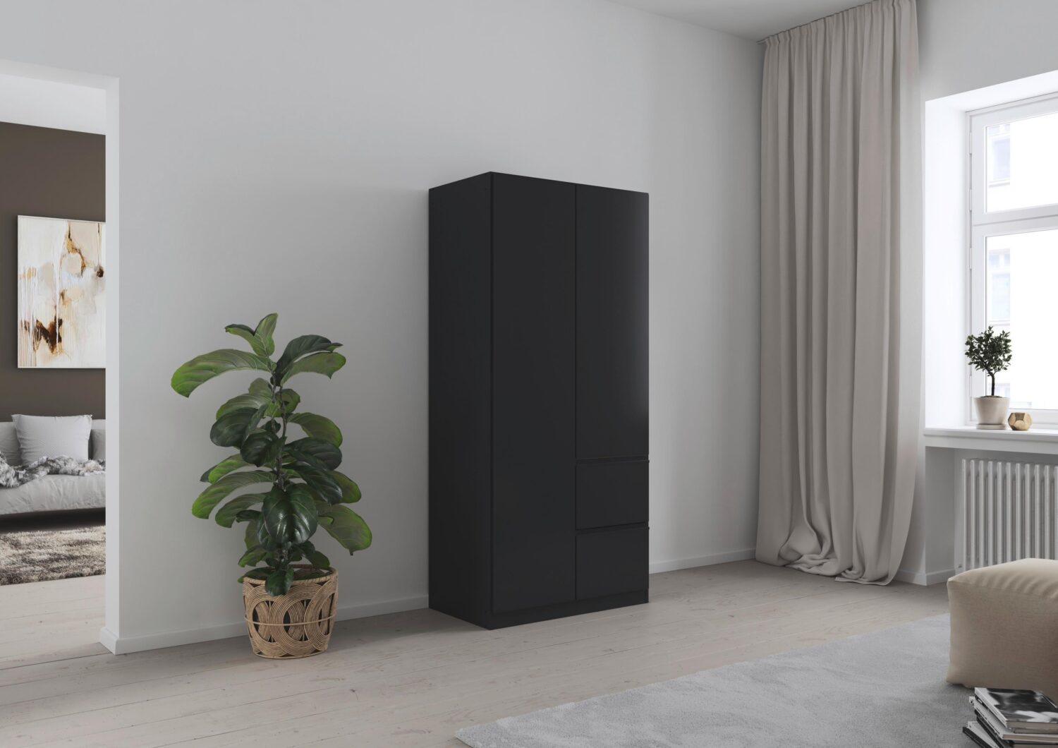 Drehtürenschrank COSTA ca.91x197x54cm Schwarz Holzwerkstoff Rauch Möbel Möbel > Schränke > Kleiderschränke > Drehtürenschränke Grau