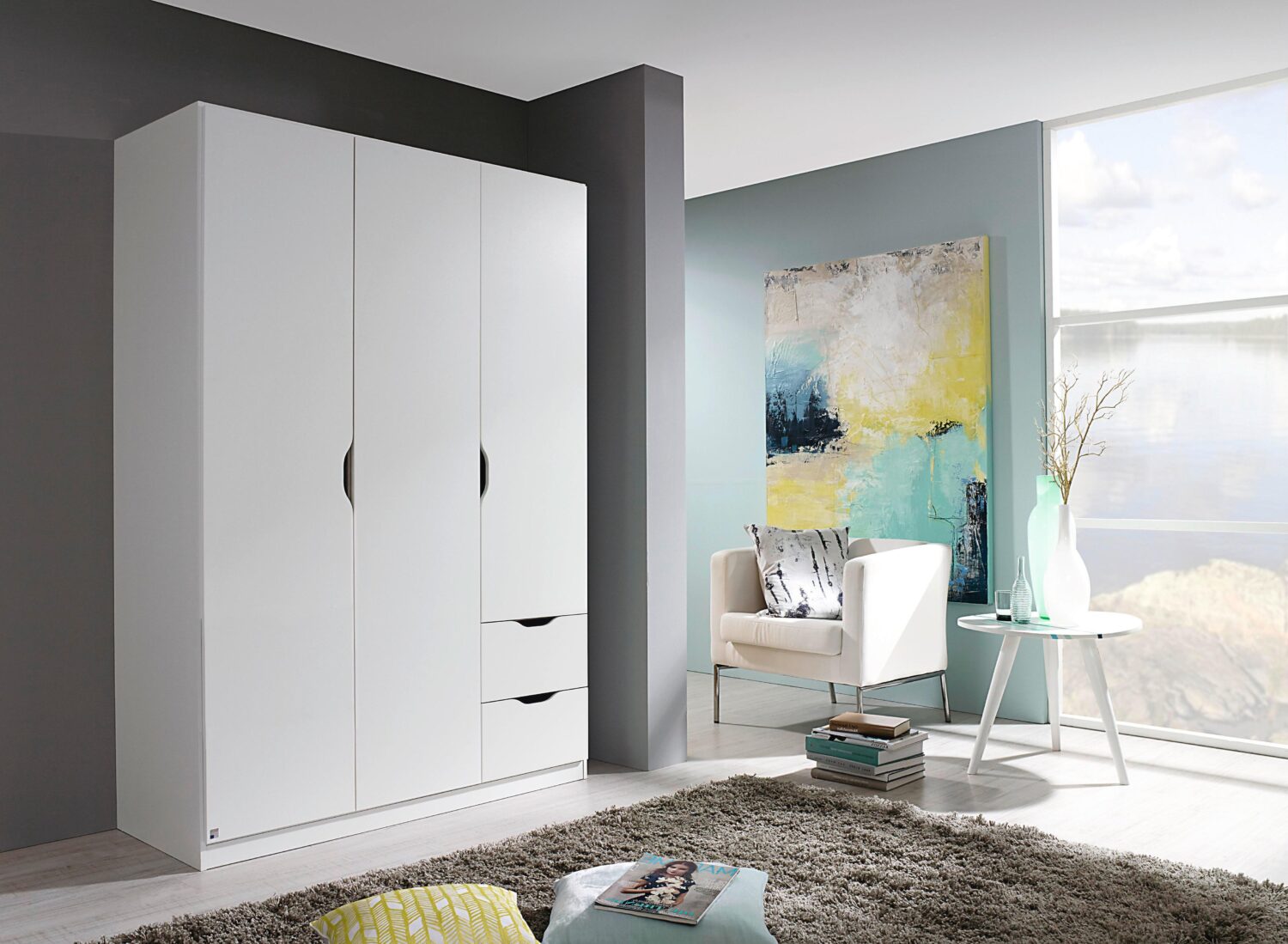 Kombischrank Freising ca. 136x197x54 cm Weiß Holzwerkstoff Rauch Möbel Möbel > Schränke > Kleiderschränke > Drehtürenschränke Weiß