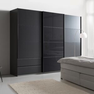 Schwebetürenschrank Elara in Grau Metall Premium Living Möbel > Schränke > Kleiderschränke > Schwebetürenschränke Grau