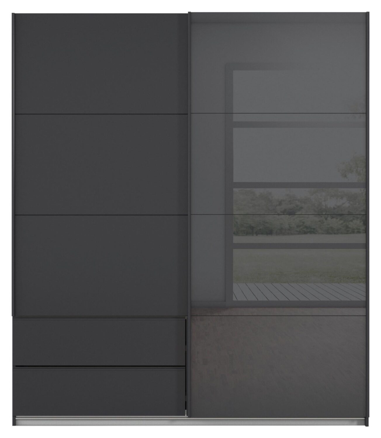 Schwebetürenschrank Elara in Grau Holzwerkstoff Premium Living Möbel > Schränke > Kleiderschränke > Schwebetürenschränke Grau