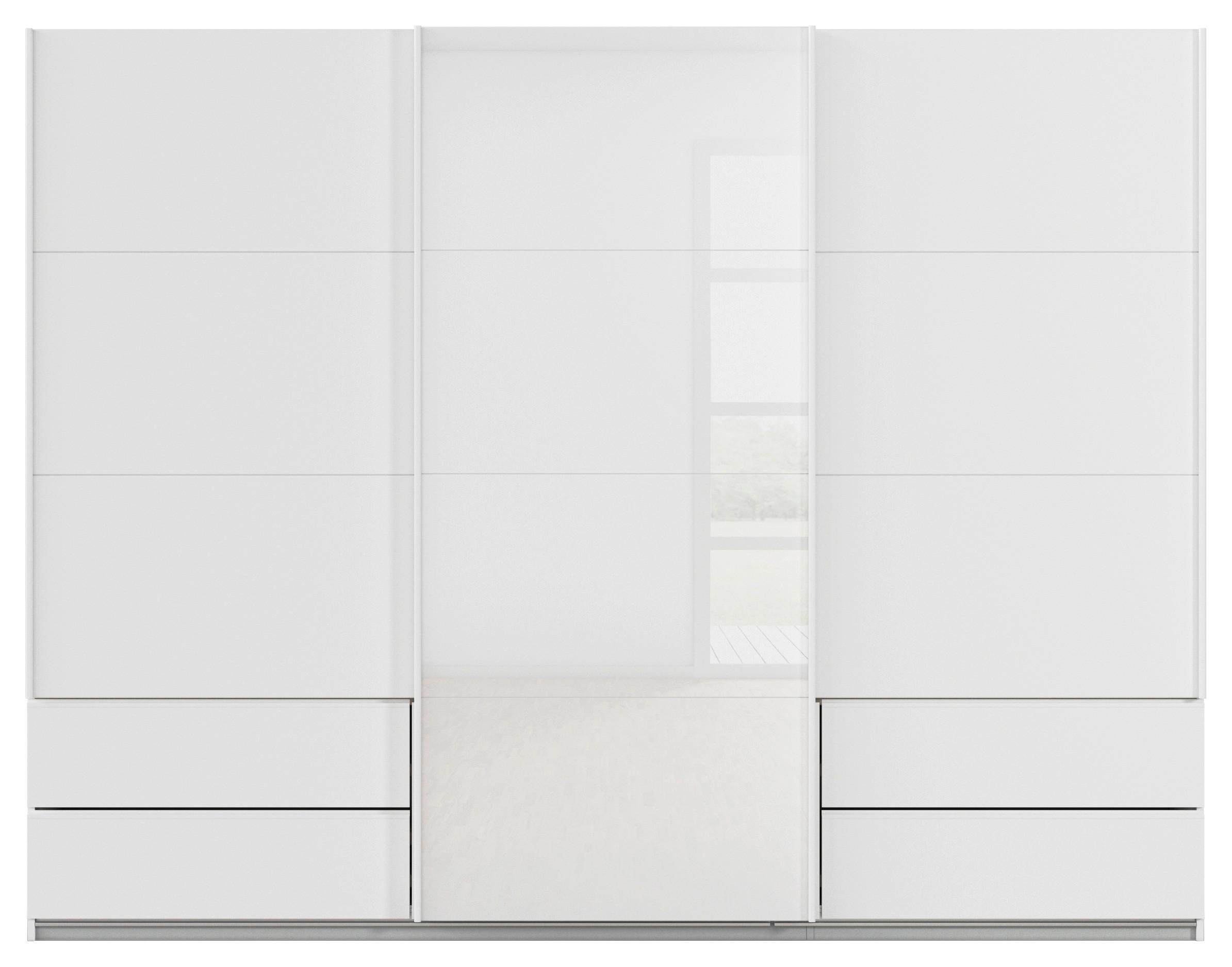 wohnli-moebel-suche-000380053205-1 Schwebetürenschrank Elara in Alpinweiß/Weißglas Holzwerkstoff Premium Living Möbel > Schränke > Kleiderschränke > Schwebetürenschränke Weiß
