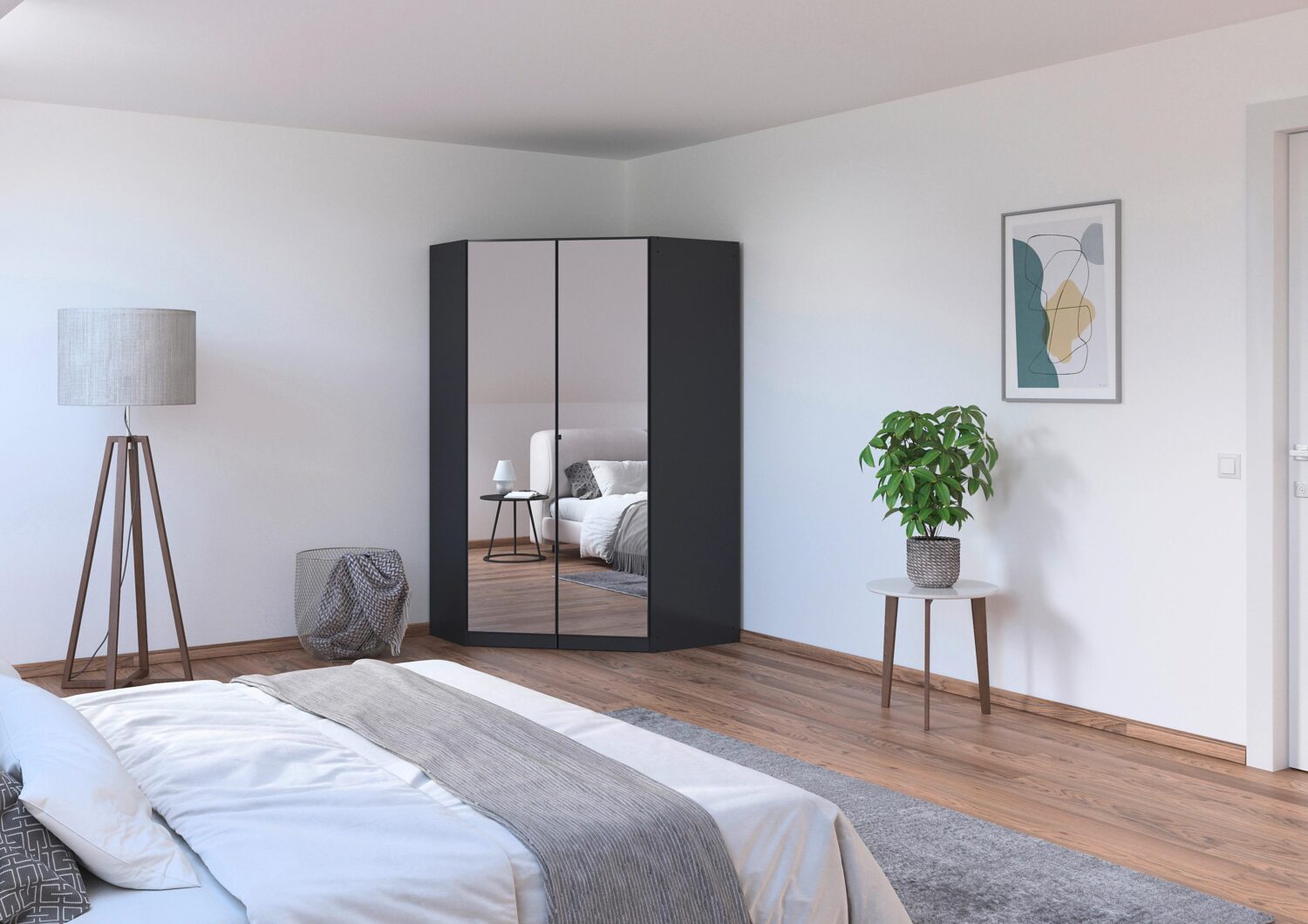 Eckleiderschrank Costa Grau Holzwerkstoff  Möbel > Schränke > Kleiderschränke Grau