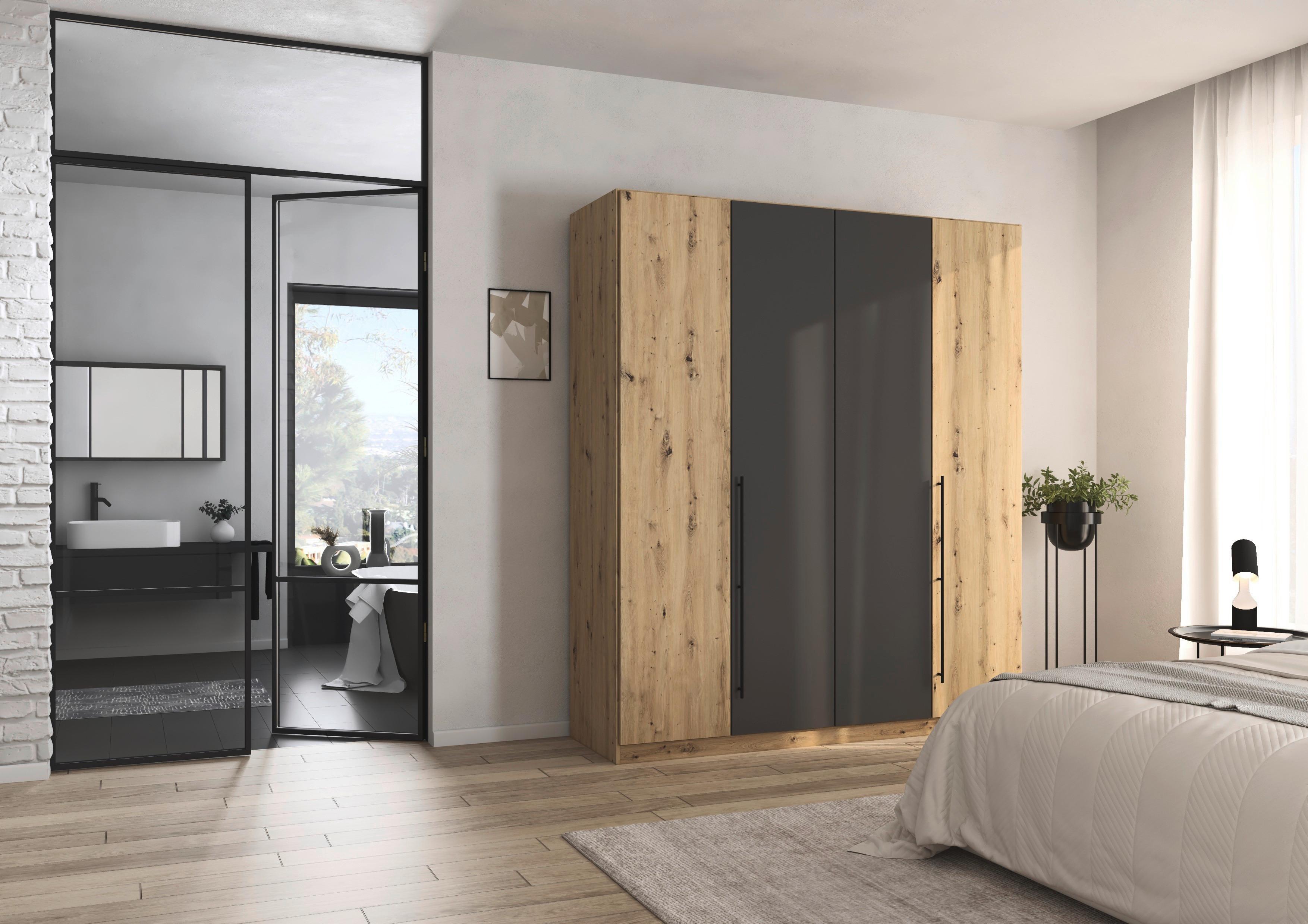 Kleiderschrank Safari Grau/Eiche Artisan Holzwerkstoff Based Möbel > Schränke > Kleiderschränke Grau
