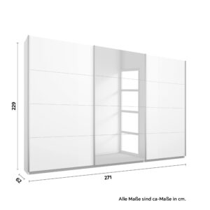 Schwebetürenschrank Kulmbach in Weiß ca. 271x229x62cm Metall Mömax Möbel > Schränke > Kleiderschränke > Schwebetürenschränke Weiß