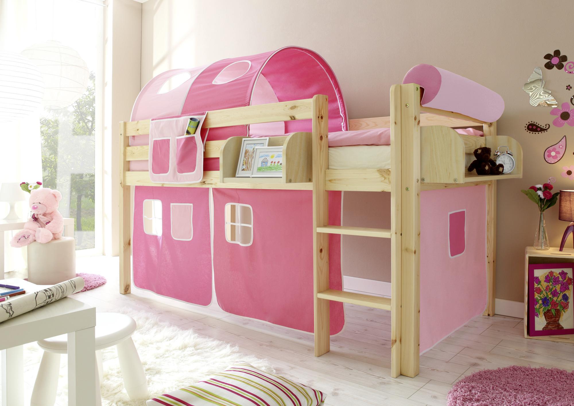 Spielbett Holz Malte ca. 90x200 cm Rosa Holz Livetastic Möbel > Betten > Hoch- und Etagenbetten > Hochbetten Braun