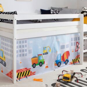 Hochbett Holz Malte ca. 90x200 cm Weiß Baustelle Holz MID.YOU Möbel > Betten > Hoch- und Etagenbetten > Hochbetten Weiß