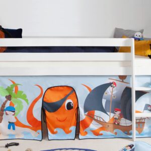 wohnli-moebel-suche-000406003629-1 Hochbett Holz Malte ca. 90x200 cm Weiß Pirat Textil MID.YOU Möbel > Betten > Hoch- und Etagenbetten > Hochbetten Weiß