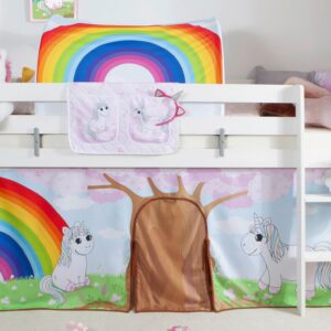 wohnli-moebel-suche-000406003633-1 Hochbett Holz Malte ca. 90x200 cm Weiß Einhorn Textil MID.YOU Möbel > Betten > Hoch- und Etagenbetten > Hochbetten Weiß