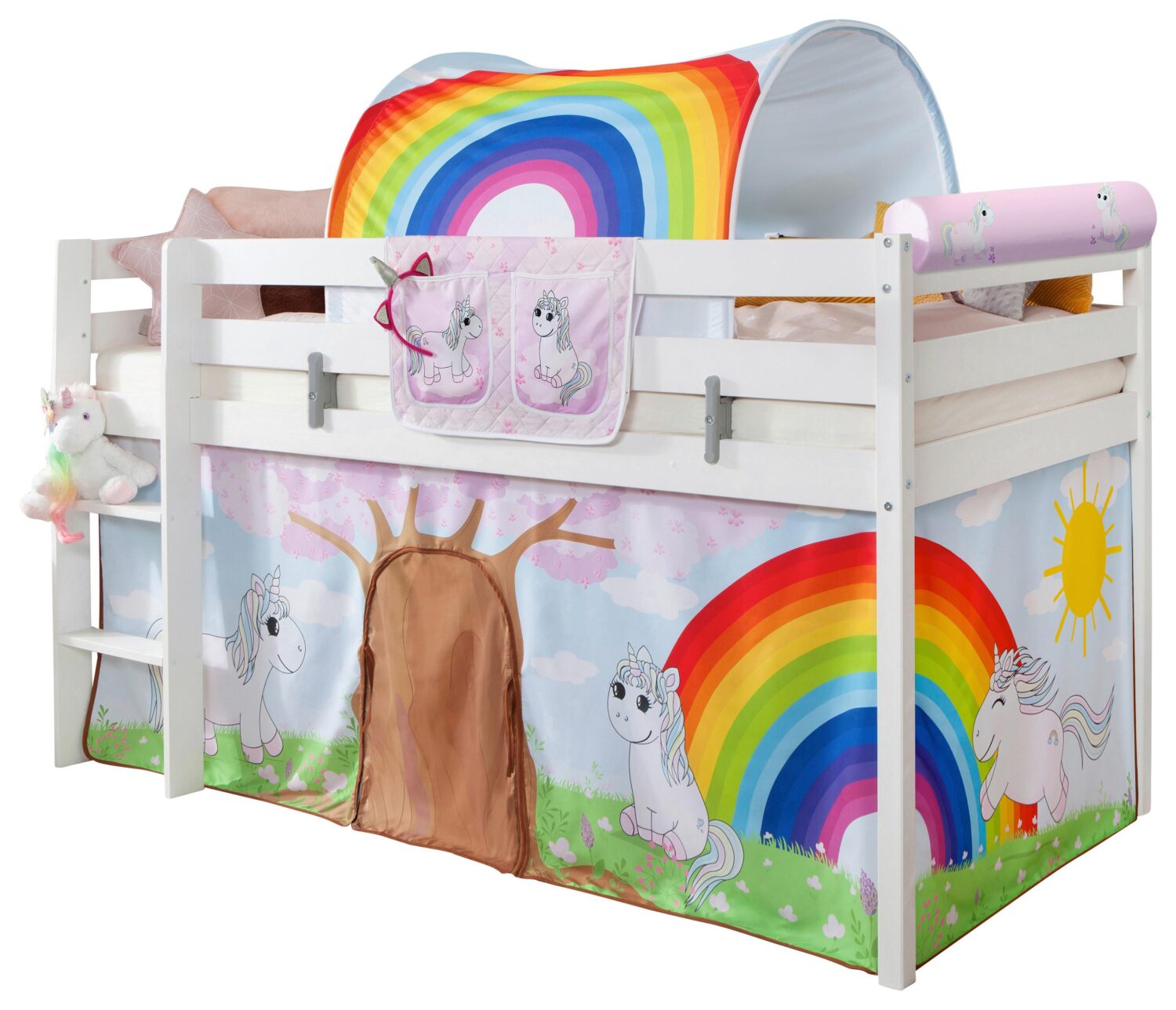 wohnli-moebel-suche-000406003633 Wohnli Möbelsuche - Hochbett Holz Malte ca. 90x200 cm Weiß Einhorn