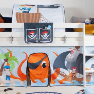 wohnli-moebel-suche-000406003635-1 Hochbett Holz Malte ca. 90x200 cm Weiß Pirat Textil MID.YOU Möbel > Betten > Hoch- und Etagenbetten > Hochbetten Weiß