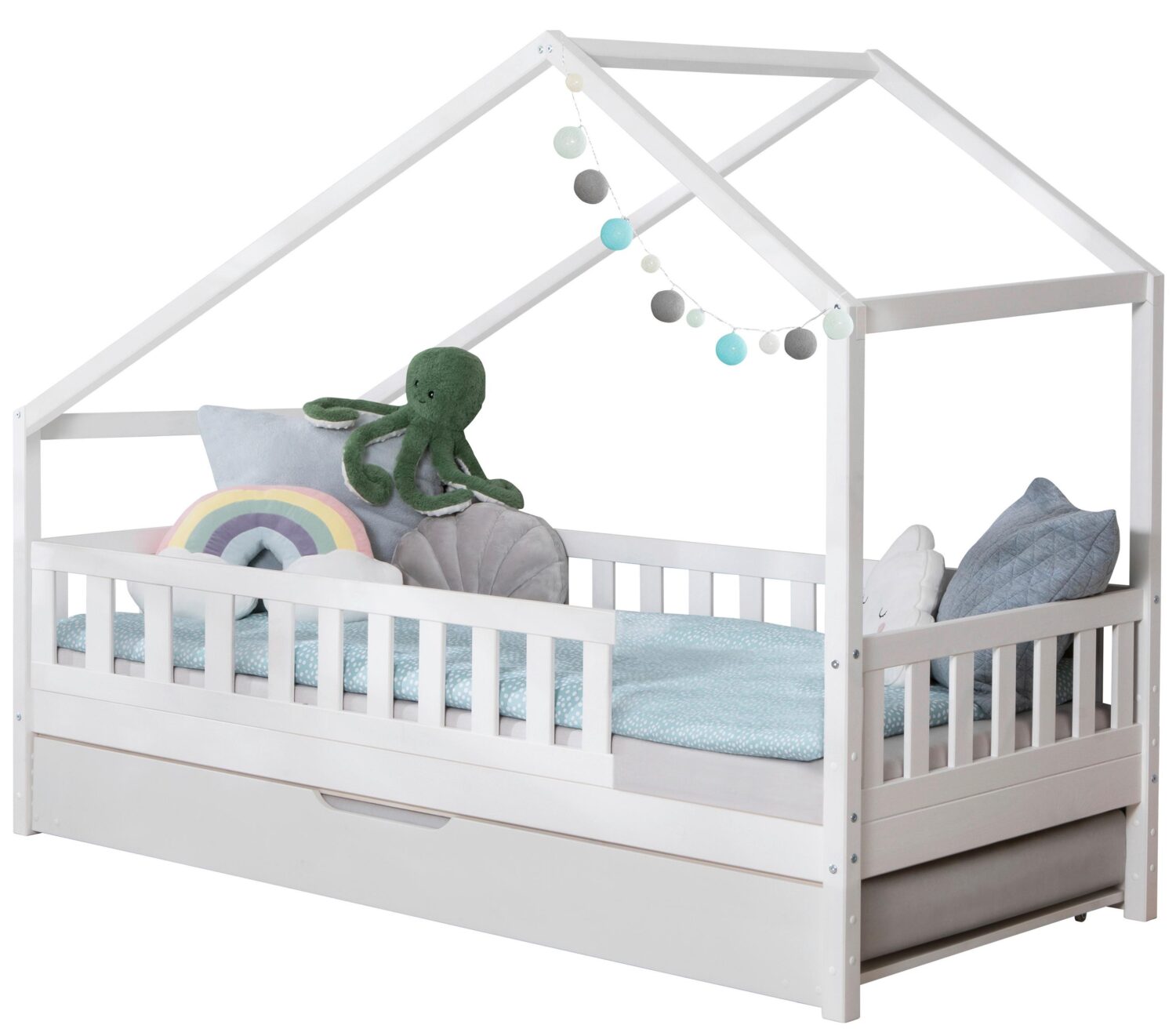 Wohnli Möbelsuche - Hausbett Lou m. Zusatzbett ca. 120x200 cm Holz Weiß