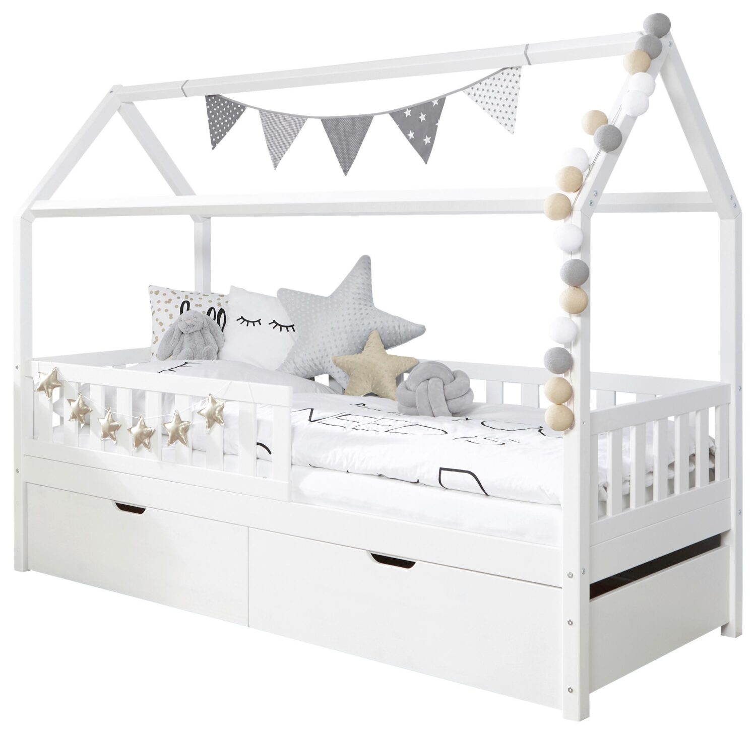 Wohnli Möbelsuche - HAUSBETT 90x200cm Weiß