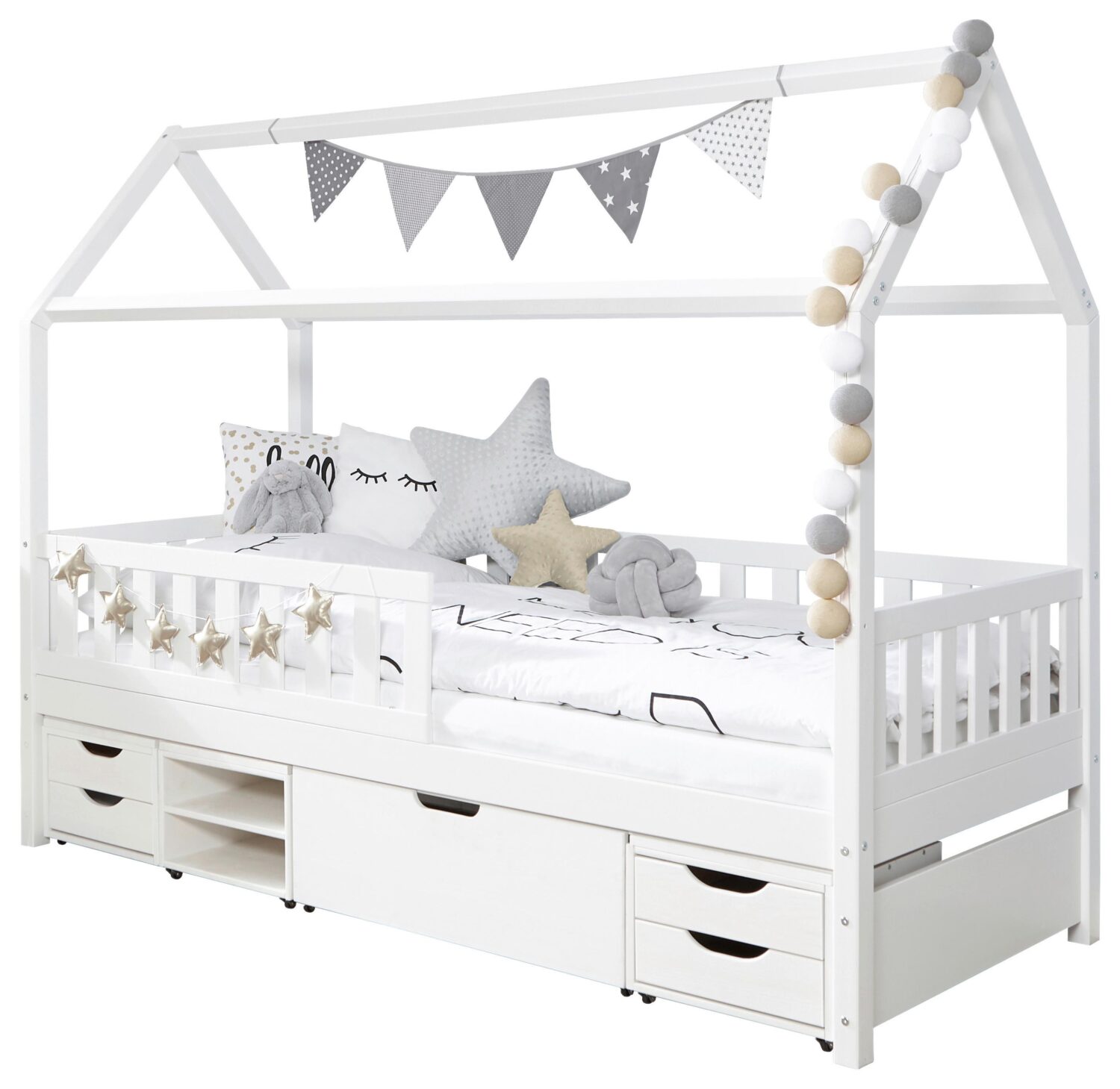 Wohnli Möbelsuche - HAUSBETT Weiß mit Stauraum