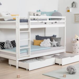 Etagenbett Holz Rene 207x101x141 cm Weiß Holz MID.YOU Möbel > Betten > Hoch- und Etagenbetten Weiß