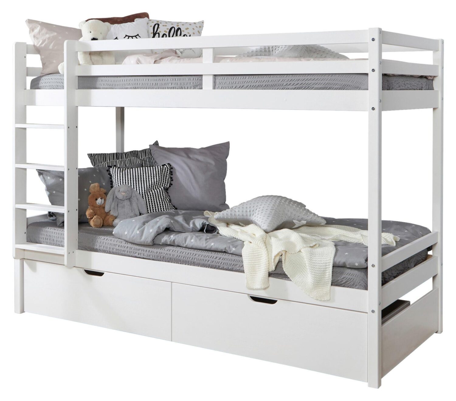 Wohnli Möbelsuche - Etagenbett Finn mit 2 Schubkästen ca. 90x200 cm Weiß