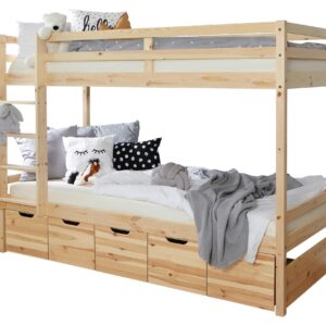 wohnli-moebel-suche-000406010808 Wohnli Möbelsuche - Etagenbett Finn mit 5 Schubkästen ca.90x200cm Kiefer