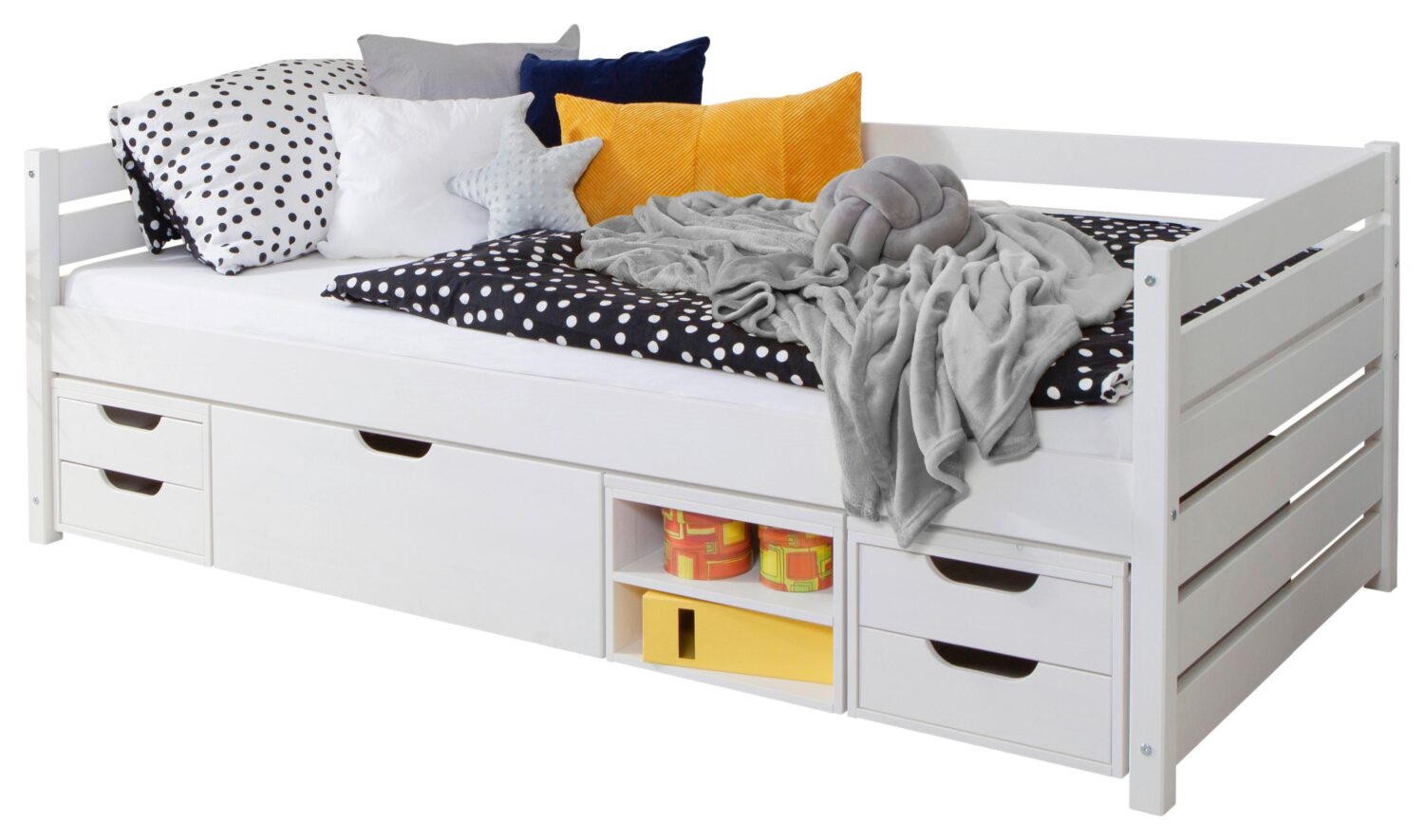 Wohnli Möbelsuche - Stauraumbett Namoi mit 4 Schubkästen ca. 100x200cm Weiß