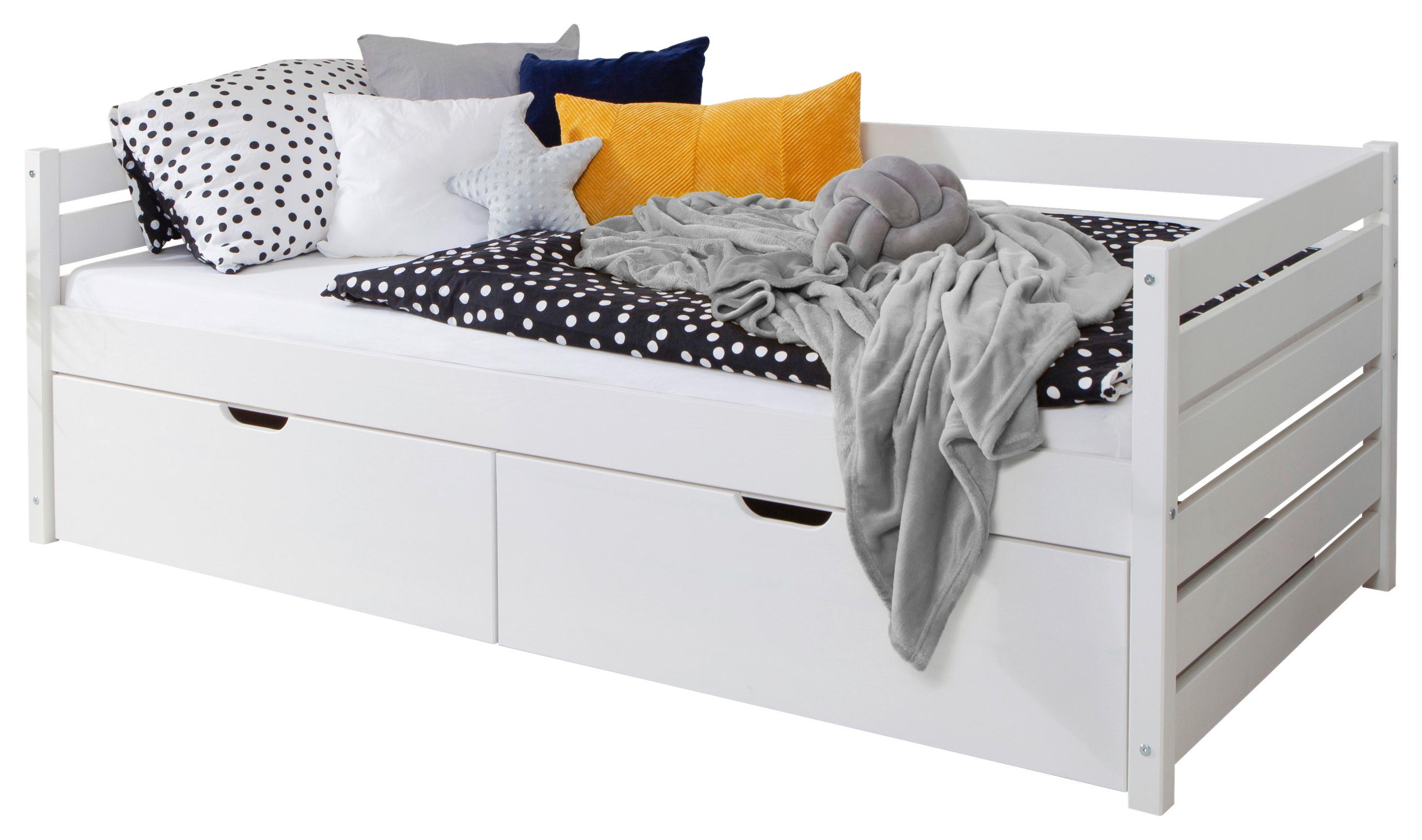 Wohnli Möbelsuche - Stauraumbett Naomi mit 2 Schubkästen ca. 120x200cm Weiß