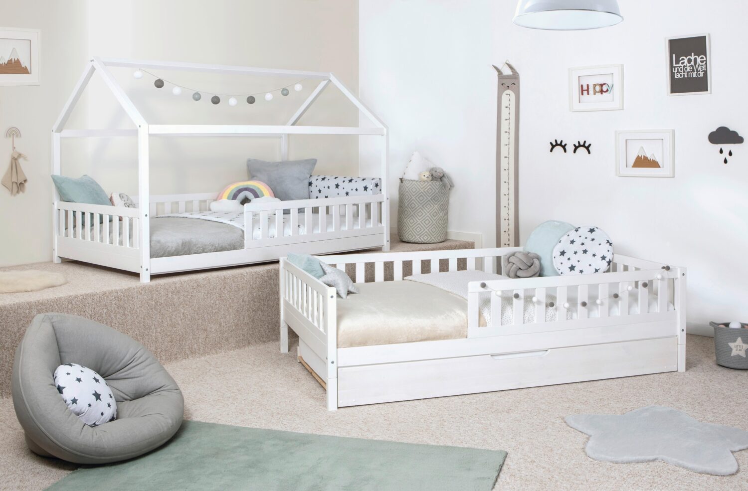 Ausziehbett Holz Duo ca. 140x200 cm Kiefer Weiß Holz MID.YOU Möbel > Betten Weiß