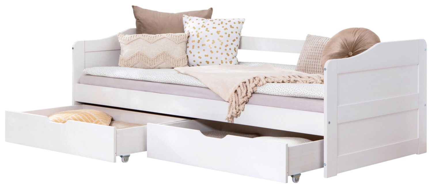 Wohnli Möbelsuche - Stauraumbett Holz Nelly ca. 96x204 cm Weiß