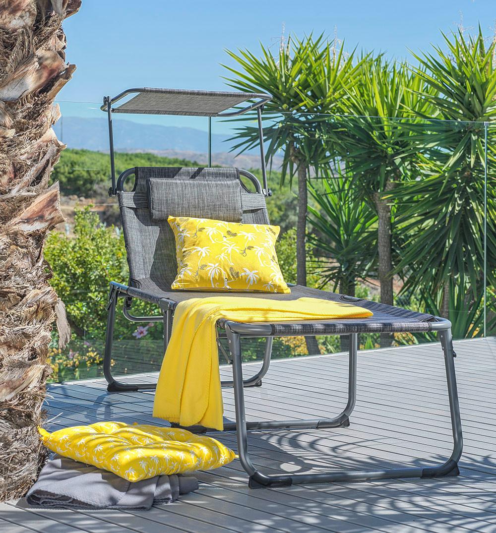 Wohnli Möbelsuche - Sonnenliege Bono Anthrazit aus Webstoff/Metall