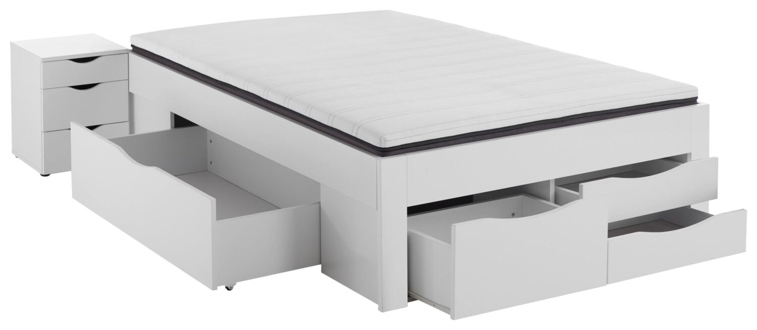 Stauraumbett Noah in Weiß ca. 140x200cm Holzwerkstoff Mömax Möbel > Betten Weiß