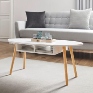 Couchtisch Silvio Weiß/Pinienfarben MDF/Holz Holzwerkstoff Bessagi Home Wohnzimmermöbel Weiß