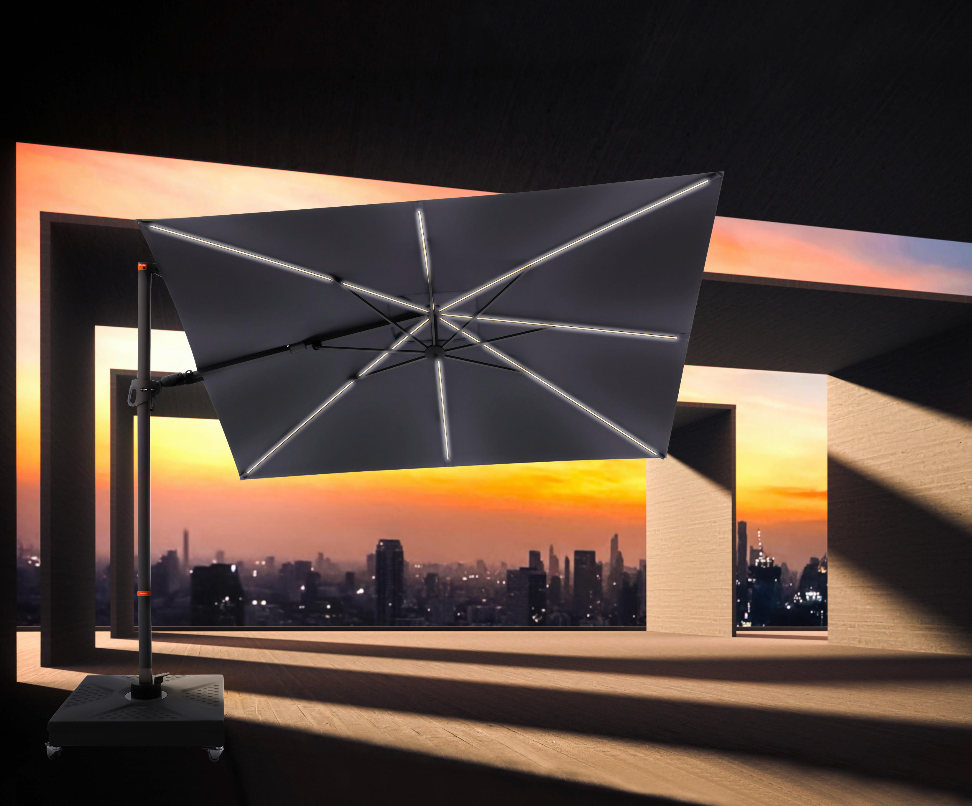 Ampelschirm Myzone LED Anthrazit ca. 300x220cm Metall Doppler Garten & Outdoor > Sonnen- & Sichtschutz > Sonnen- & Ampelschirme Anthrazit