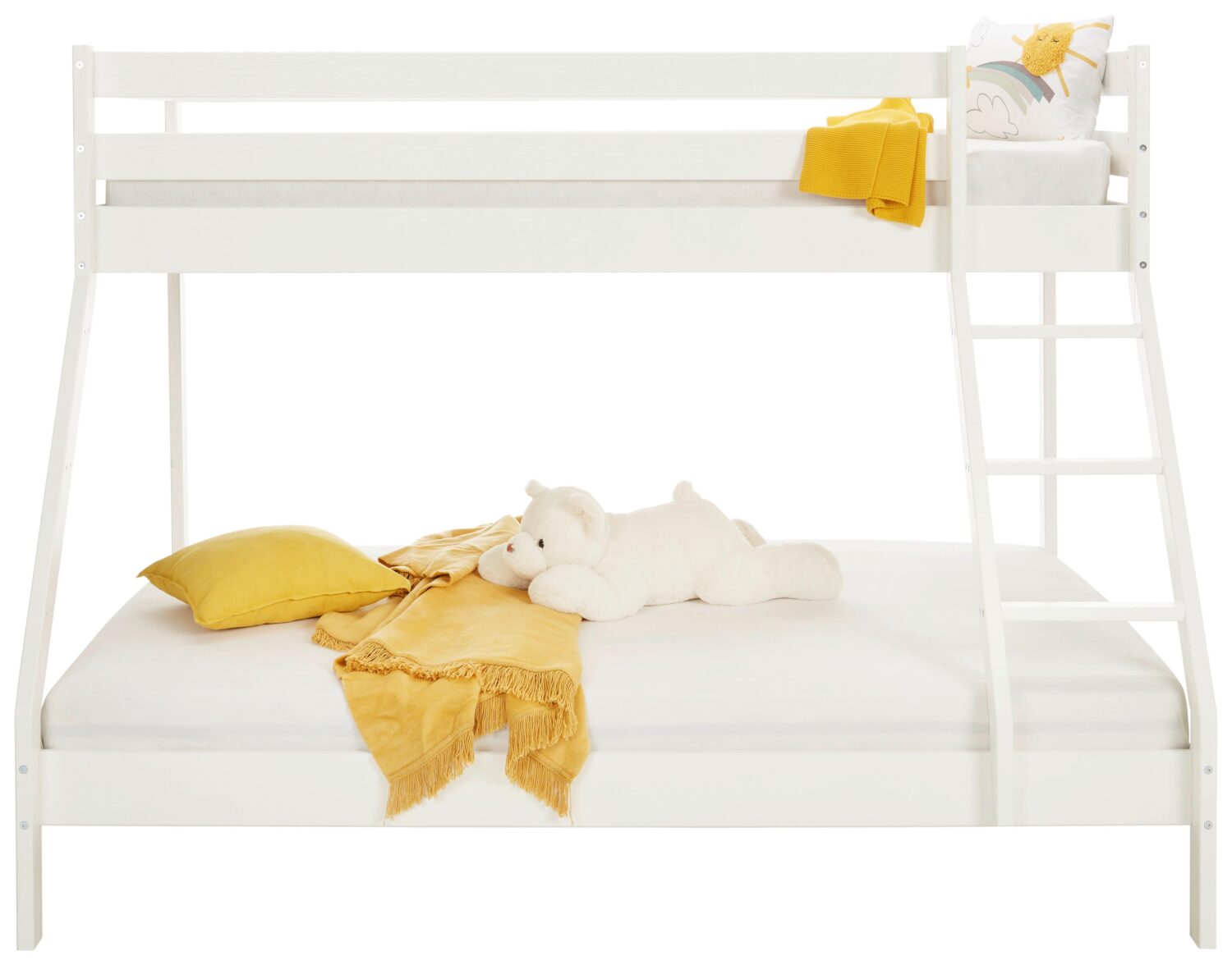 Etagenbett in Weiß ca. 90x200 / 140x200cm Holz Zandiara Möbel > Betten > Hoch- und Etagenbetten Weiß