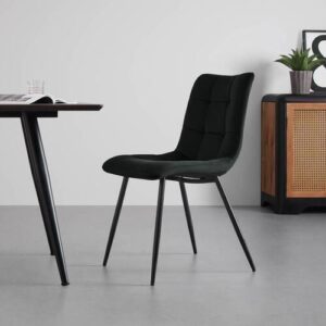 Stuhl Suri Schwarz Samt Gepolstert Holz, Metall, Textil Bessagi Home Möbel > Stühle > Esszimmerstühle > Holzstühle Schwarz