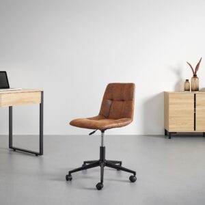 Drehstuhl Clelie Braun Mikrofaser Holz, Metall, Kunststoff, Textil Bessagi Home Wohnzimmermöbel Braun